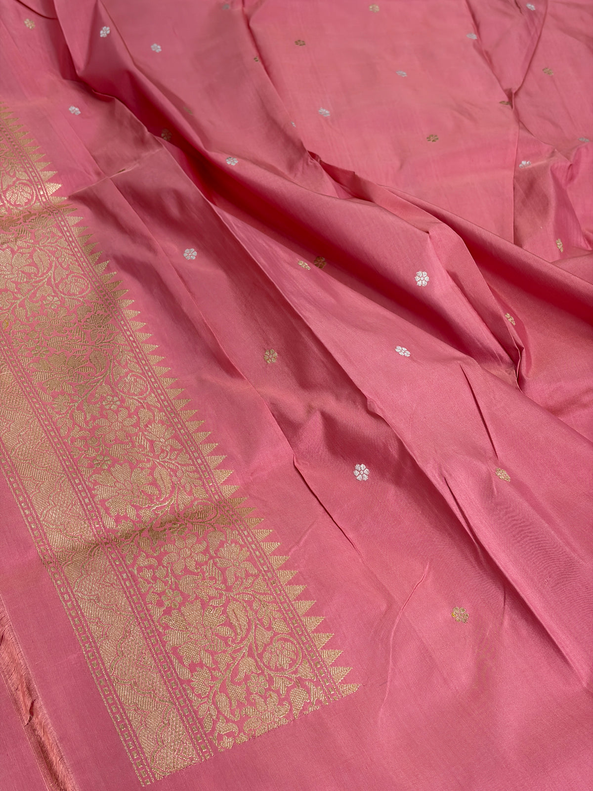 Peach Handwoven Pure Banarasi Katan Silk Saree