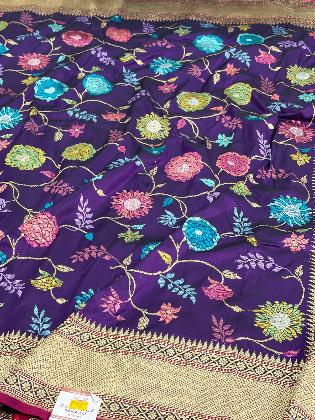 Purple Handwoven Pure Banarasi Katan Silk Saree