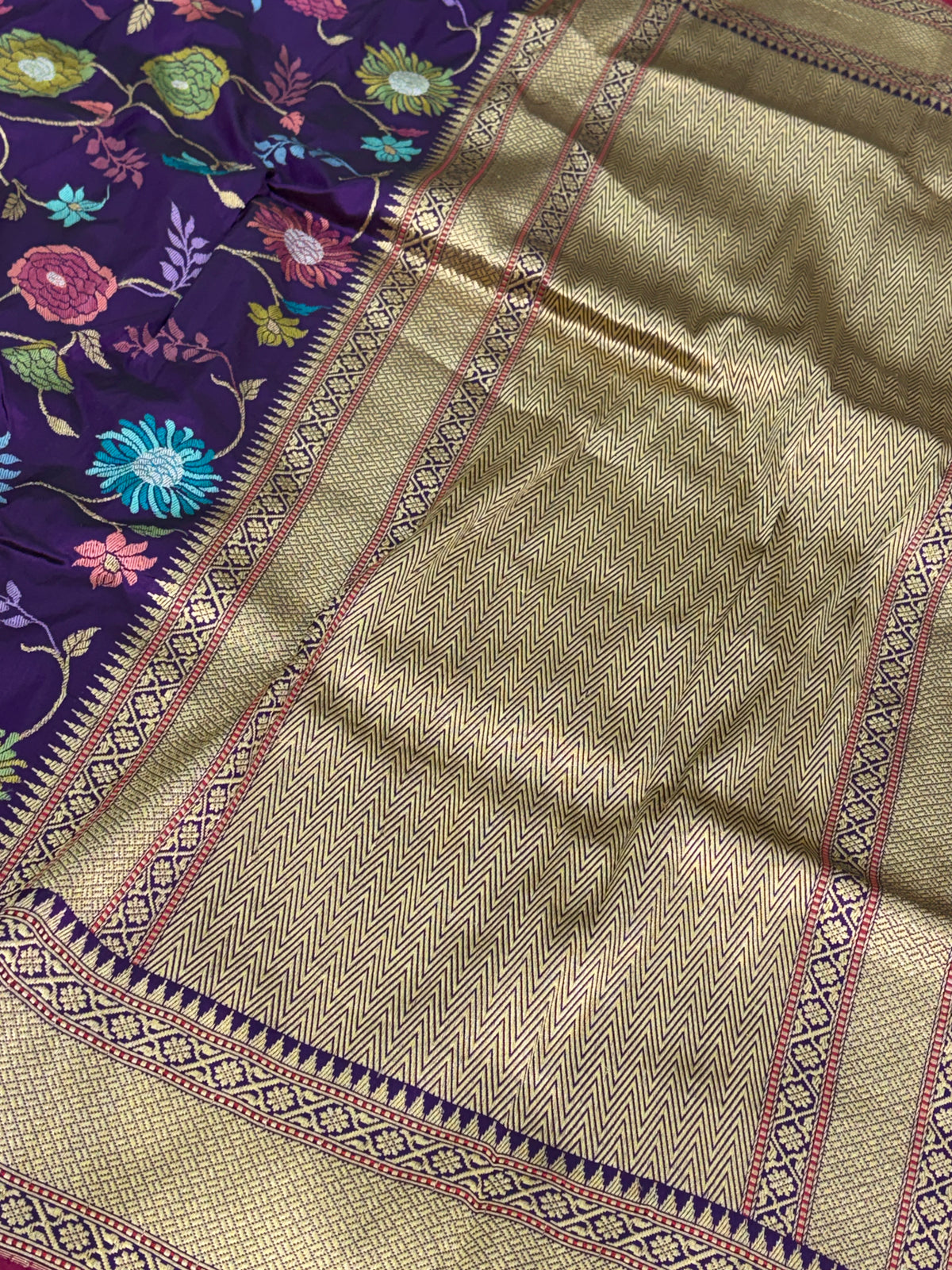 Purple Handwoven Pure Banarasi Katan Silk Saree