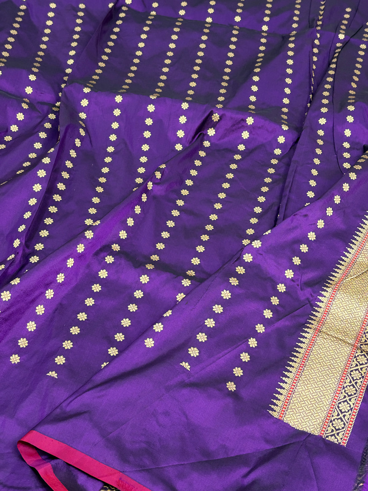 Purple Handwoven Pure Banarasi Katan Silk Saree