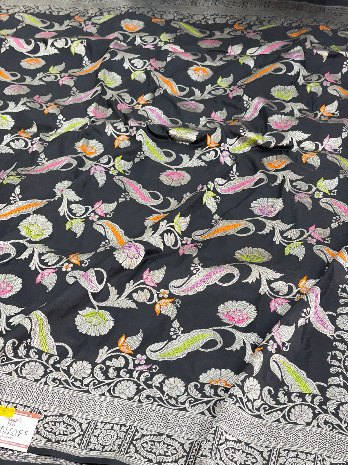 Black Handwoven Pure Banarasi Katan Silk Saree