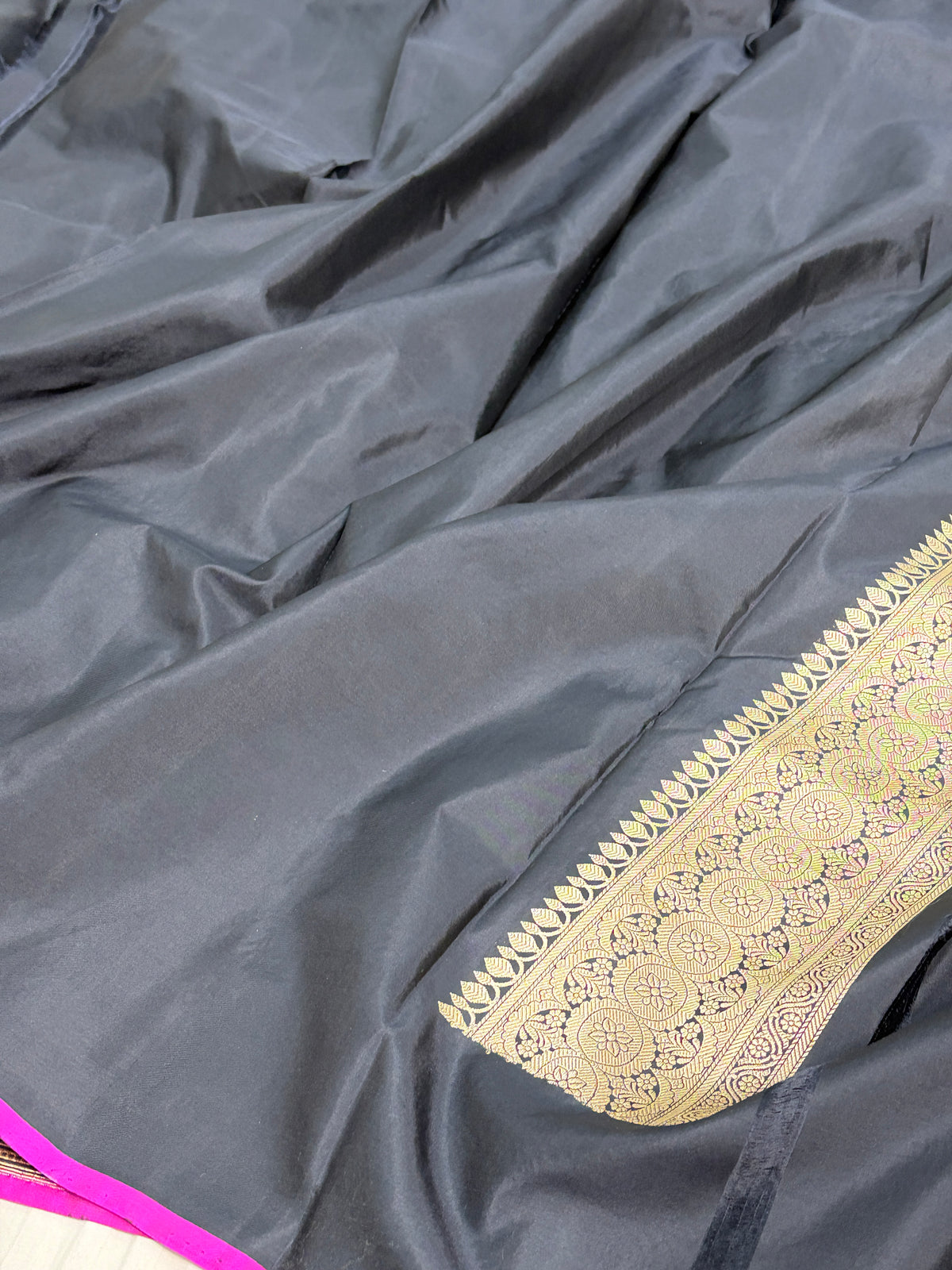Black Handwoven Pure Banarasi Katan Silk Saree
