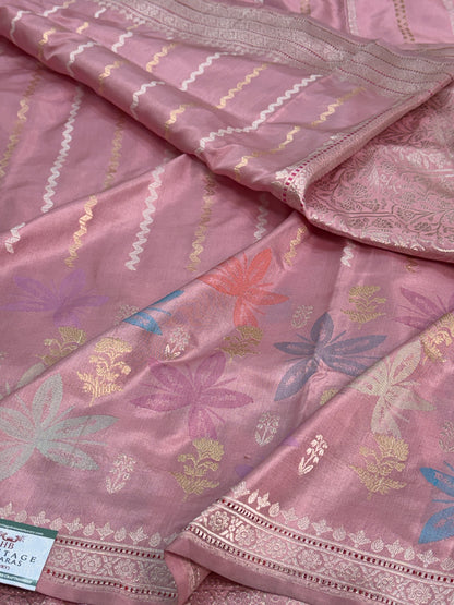 Peach Handwoven Pure Banarasi Katan Silk Saree