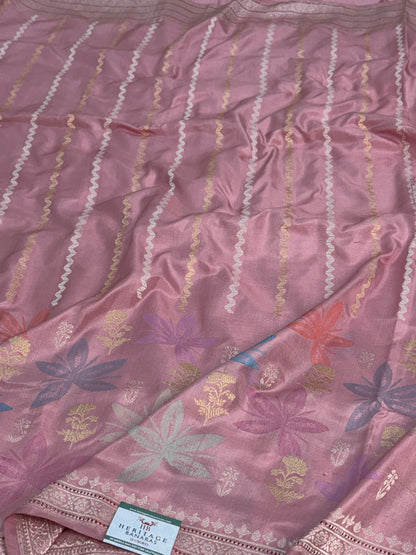 Peach Handwoven Pure Banarasi Katan Silk Saree