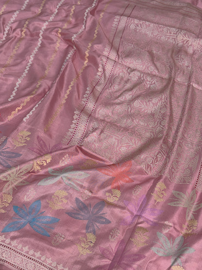 Peach Handwoven Pure Banarasi Katan Silk Saree