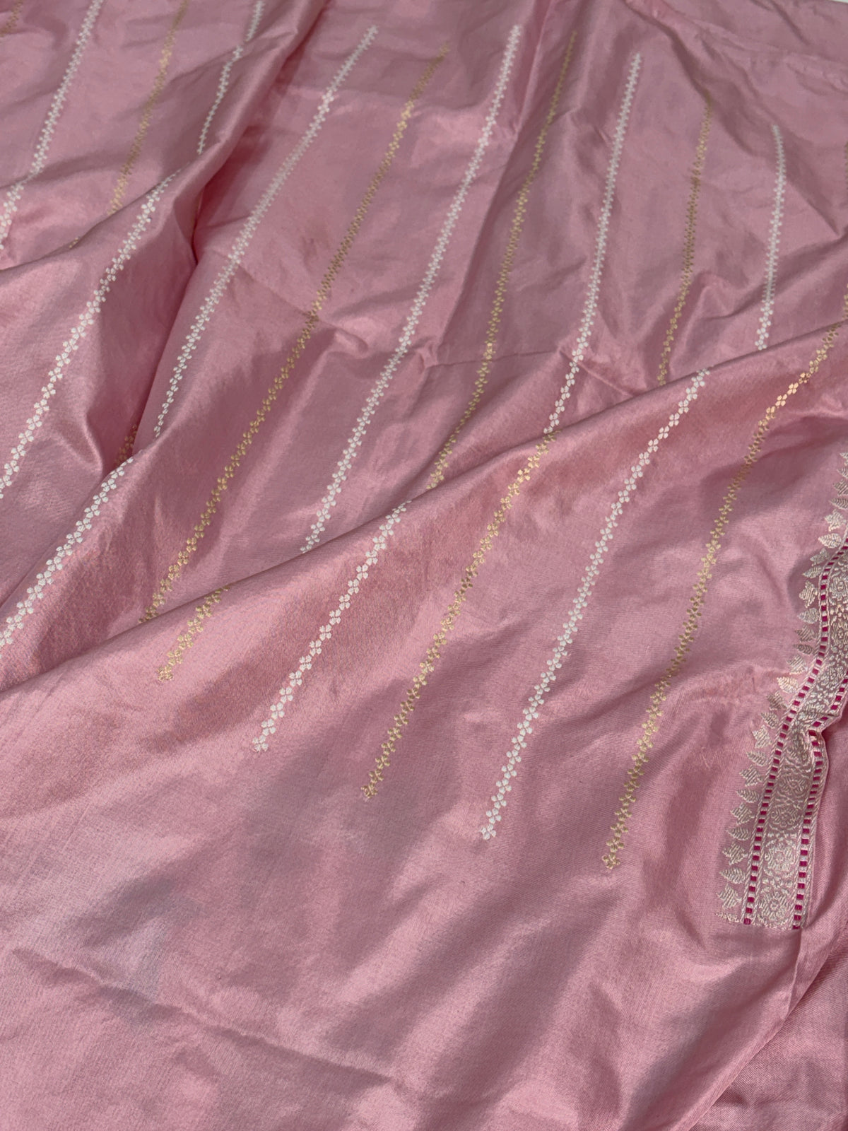 Peach Handwoven Pure Banarasi Katan Silk Saree