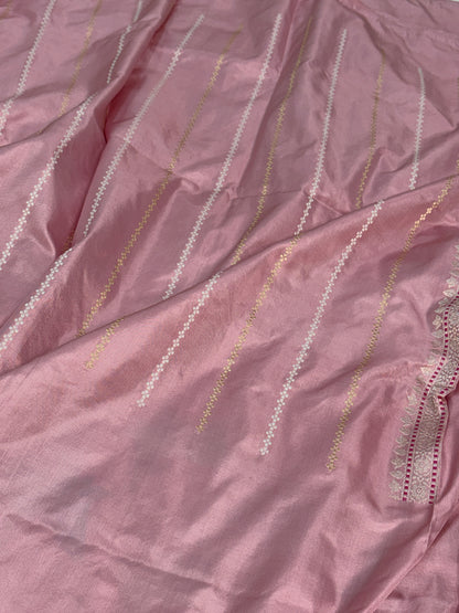 Peach Handwoven Pure Banarasi Katan Silk Saree