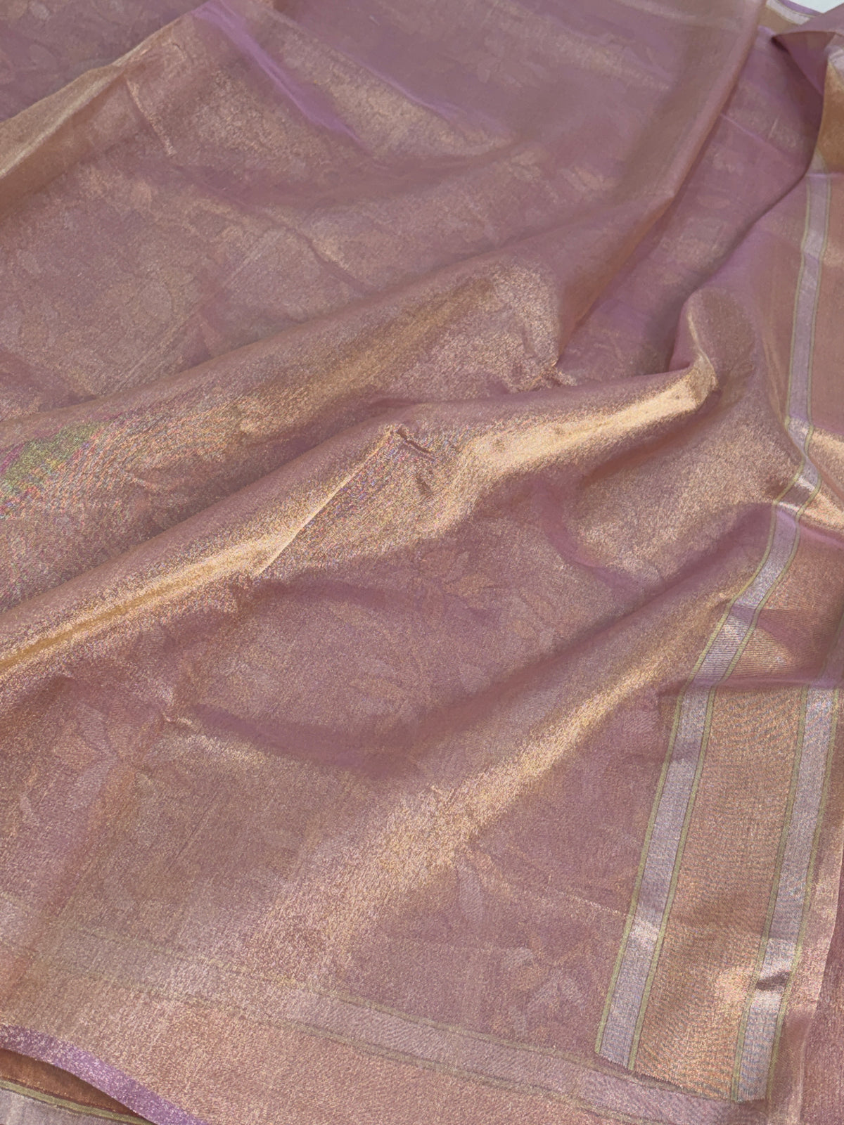Dusty Purple Handwoven Real Zari Banarasi Tissue Jamdani Saree