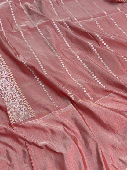 Gold Handwoven Pure Banarasi Kota Tissue Saree with Kadhiyaal Border