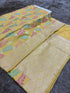 Luxury  Yellow Handwoven Pure Katan Silk Jaal Saree in Tilfi Minakari Work By HOB