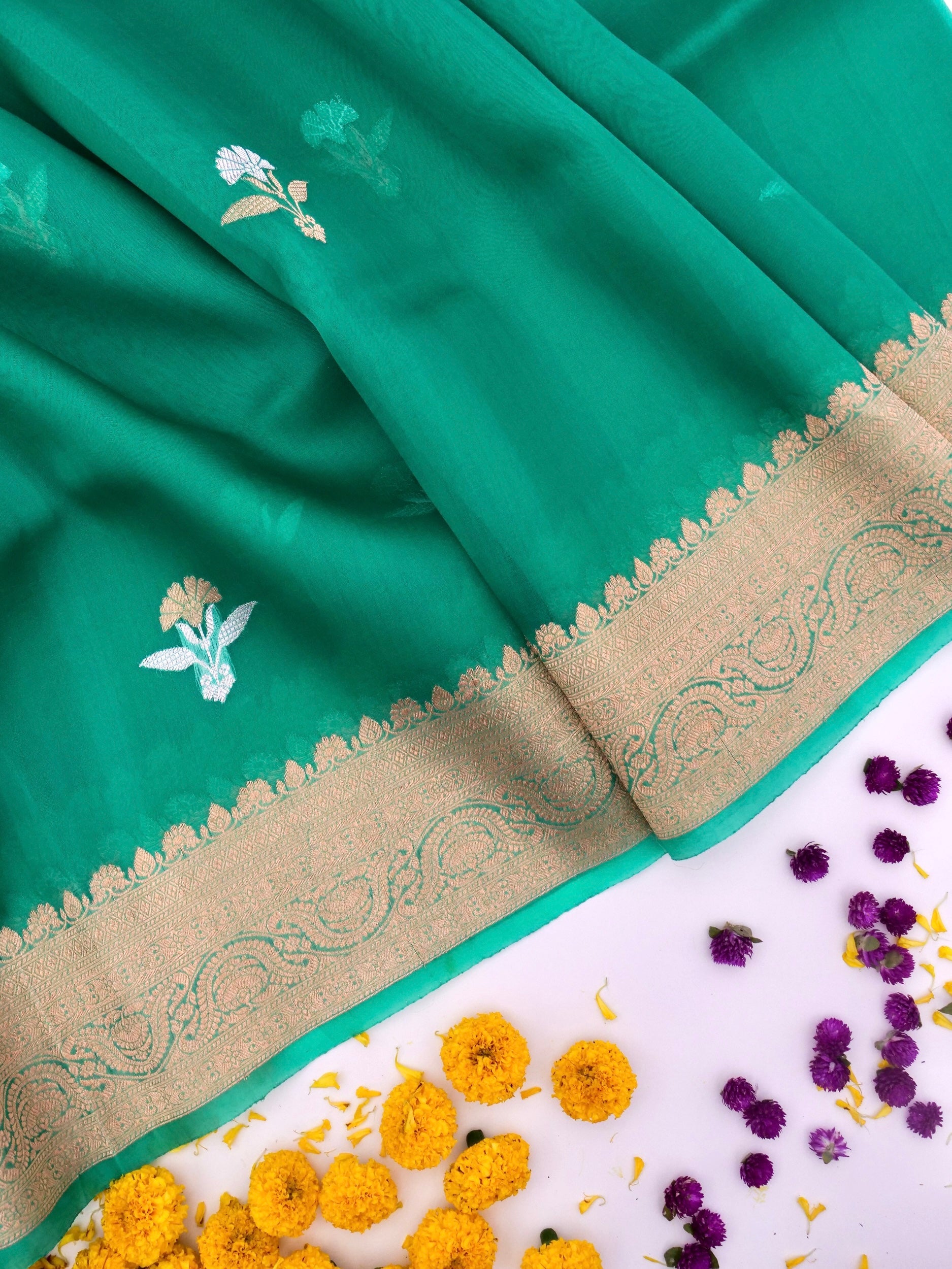 Handloom Banarasi Kora Organza Saree