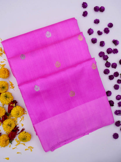 Pure Pink Banarasi Mango Katan Silk Saree with Kadhwa Buti Work