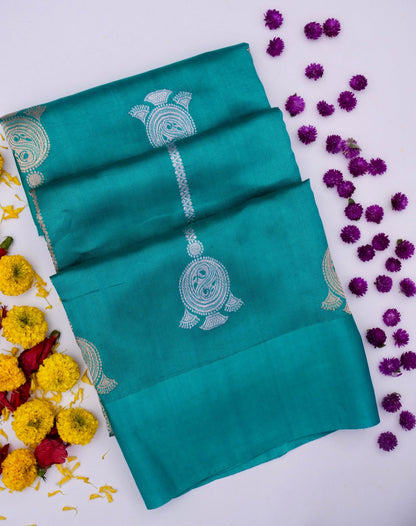 Pure Green Banarasi Mango Katan Silk Saree with Kadhwa Buti