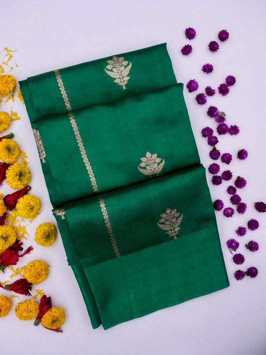 Pure Green Banarasi R Mango Katan Silk Saree with Kadhwa Buti