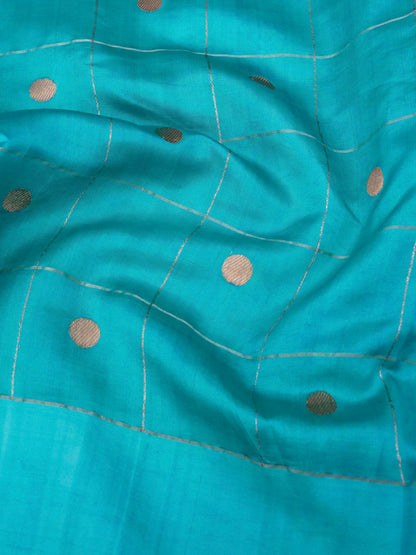 Pure Sky Blue Banarasi R Mango Katan Silk Saree with Kadhwa Buti Work