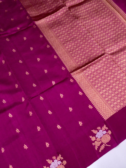 Pure  Banarasi Mango Katan Silk Saree with Kadhwa Buti Work