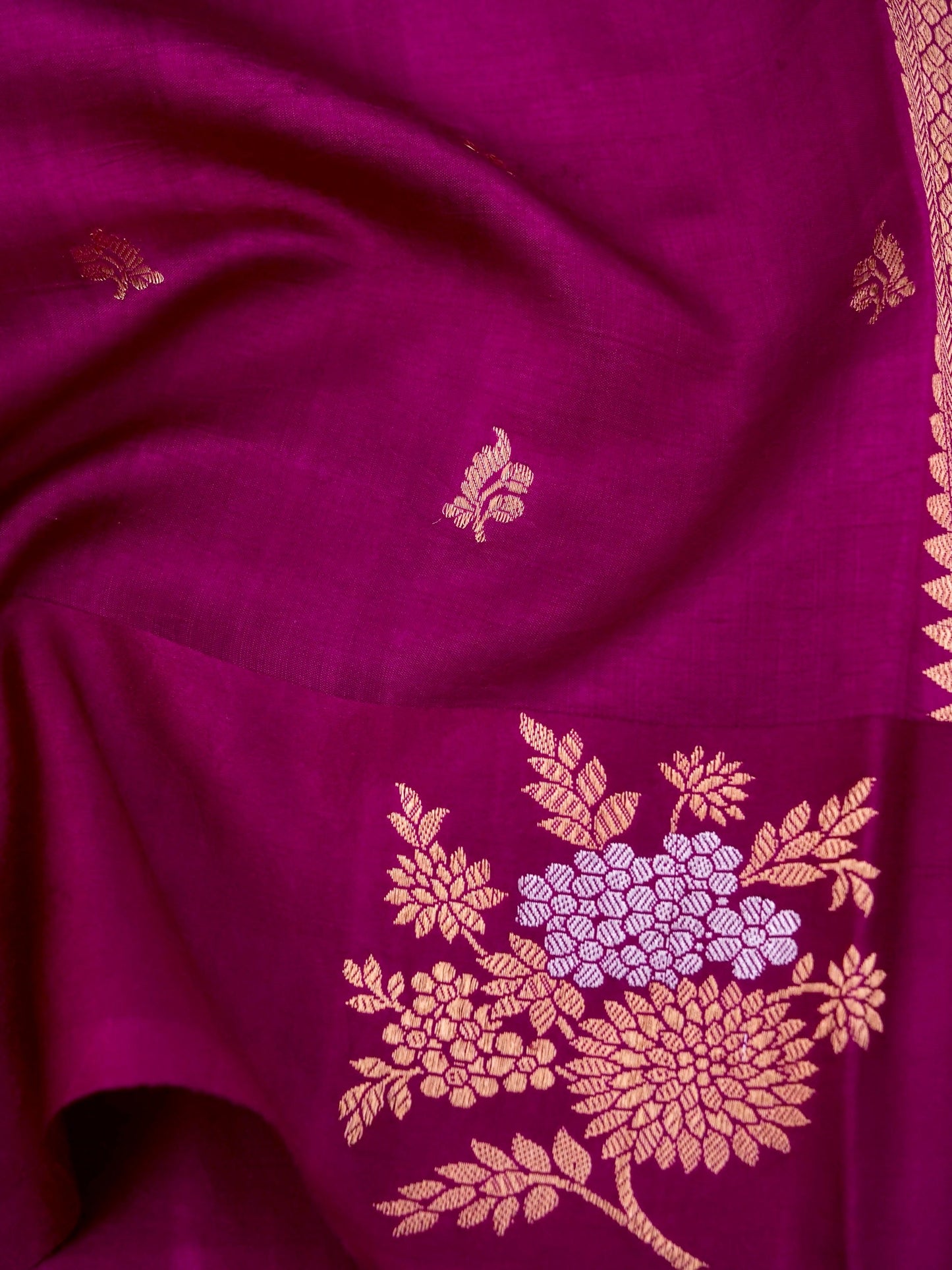 Pure  Banarasi Mango Katan Silk Saree with Kadhwa Buti Work