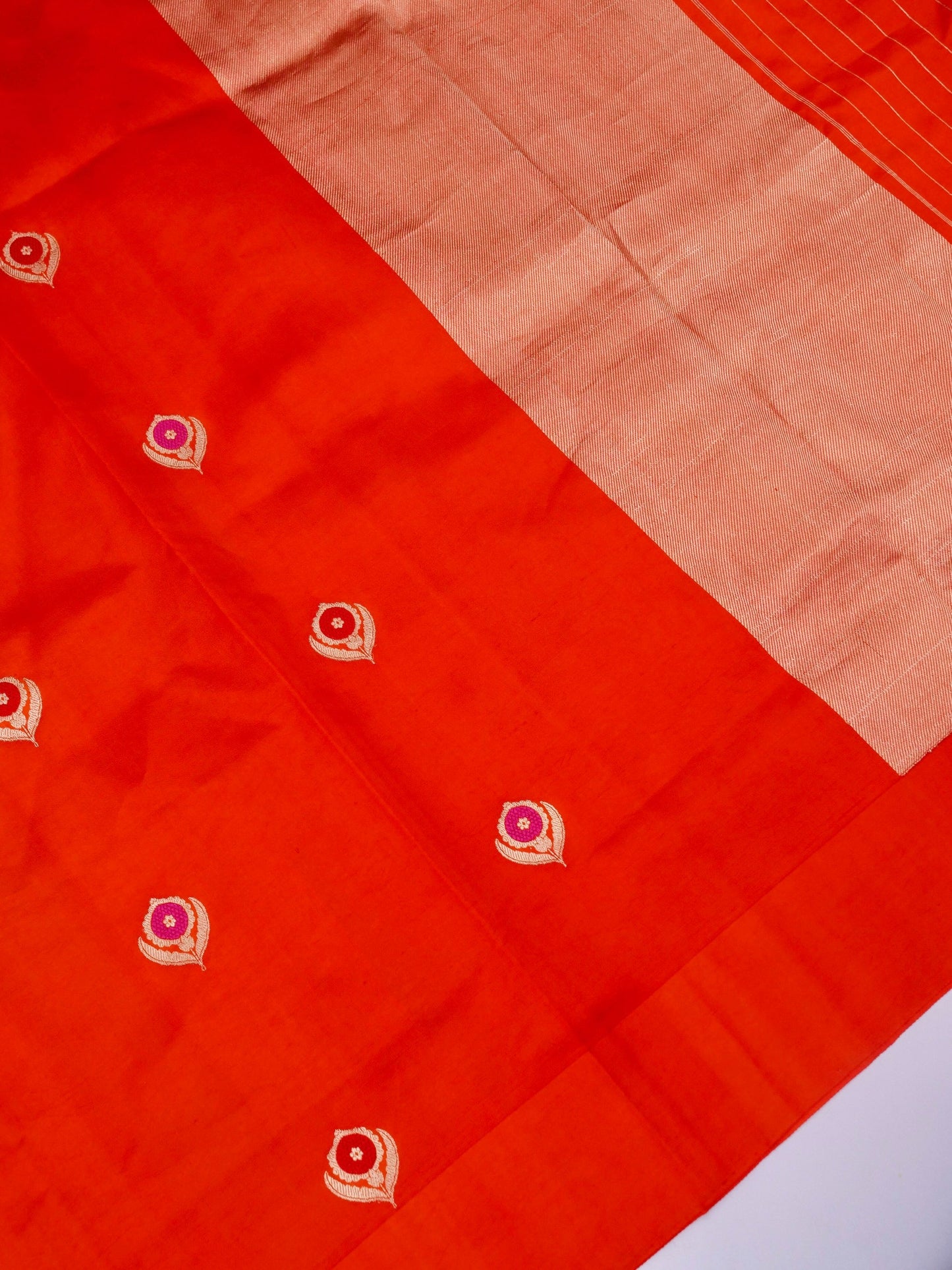 Pure Red Banarasi R Mango Katan Silk Saree with Full Kadhwa Buti Work