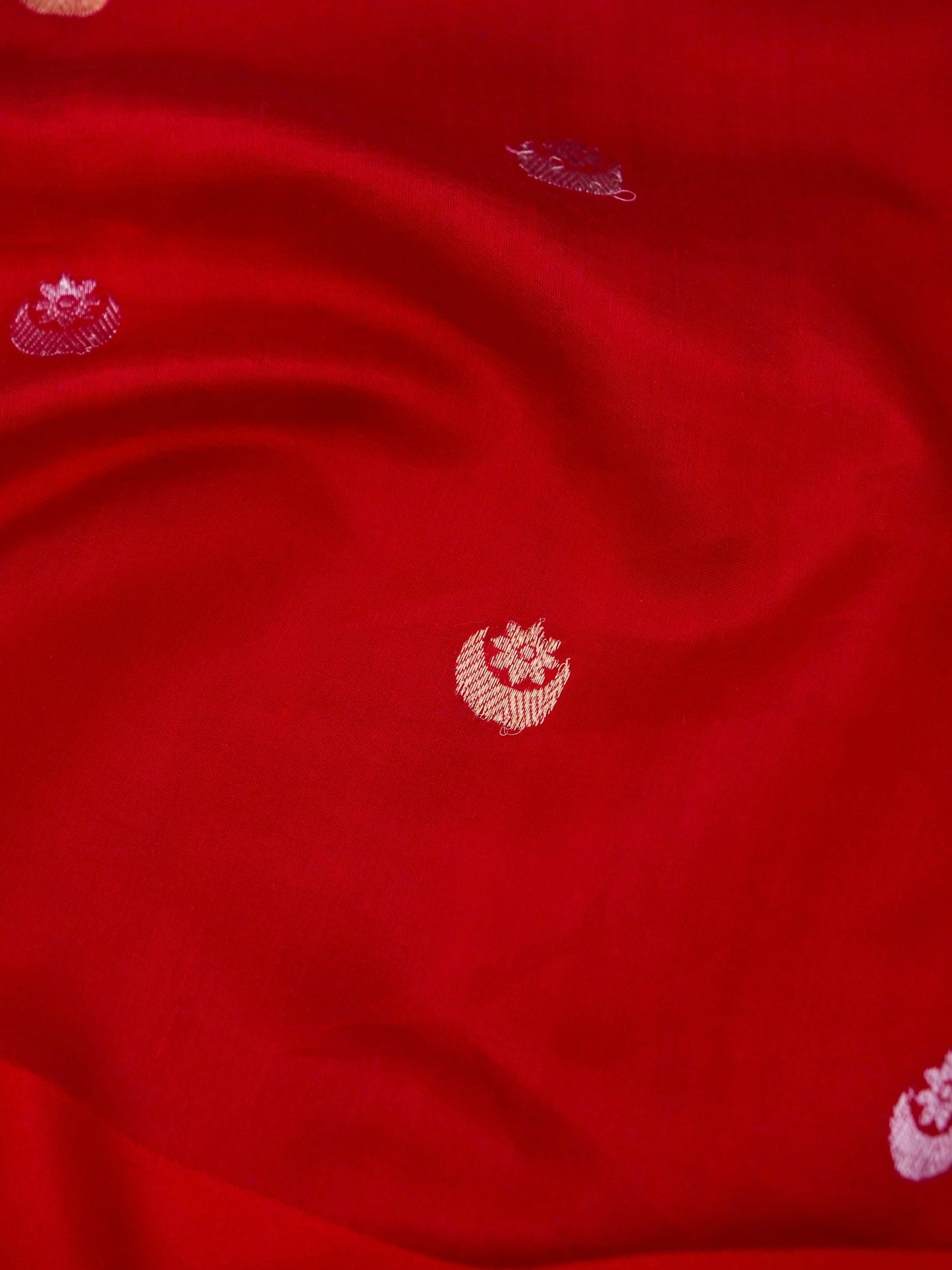 Pure Red Banarasi R Mango Katan Silk Saree with Kadhwa Buti Work