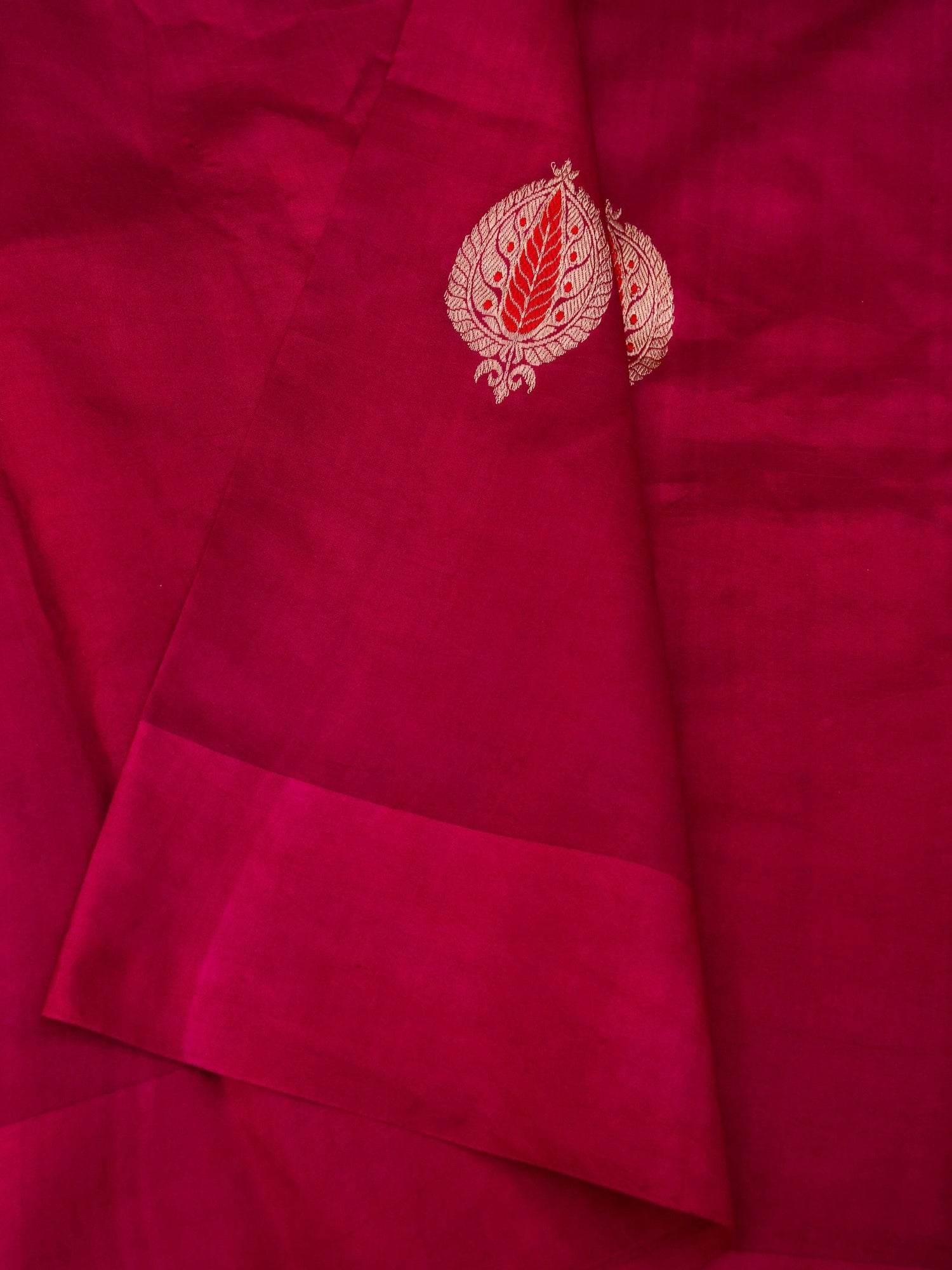 Pure Maroon Banarasi Mango Katan Silk Saree with Kadhwa Buti Work