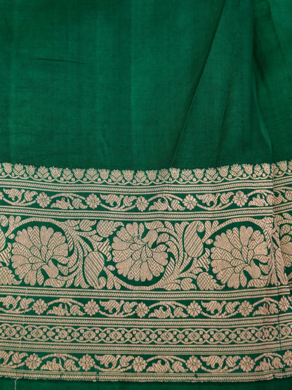 Pure Green Banarasi Mango Katan Silk Saree with  Kadhwa Buti