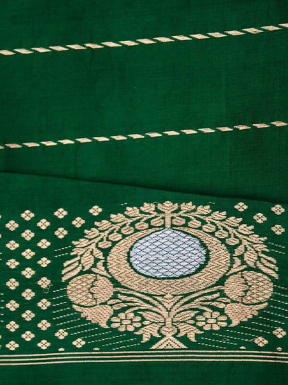 Pure Green Banarasi Mango Katan Silk Saree  with Kadhwa Buti Work