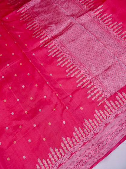 Pure Pink Banarasi Mango Katan Silk Saree with Kadhwa Buti Work