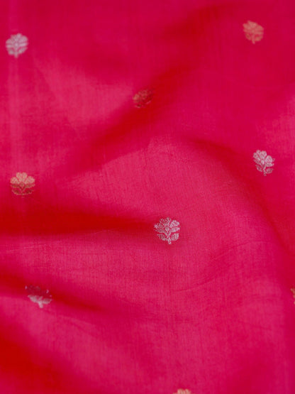 Pure Pink Banarasi Mango Katan Silk Saree with Kadhwa Buti Work