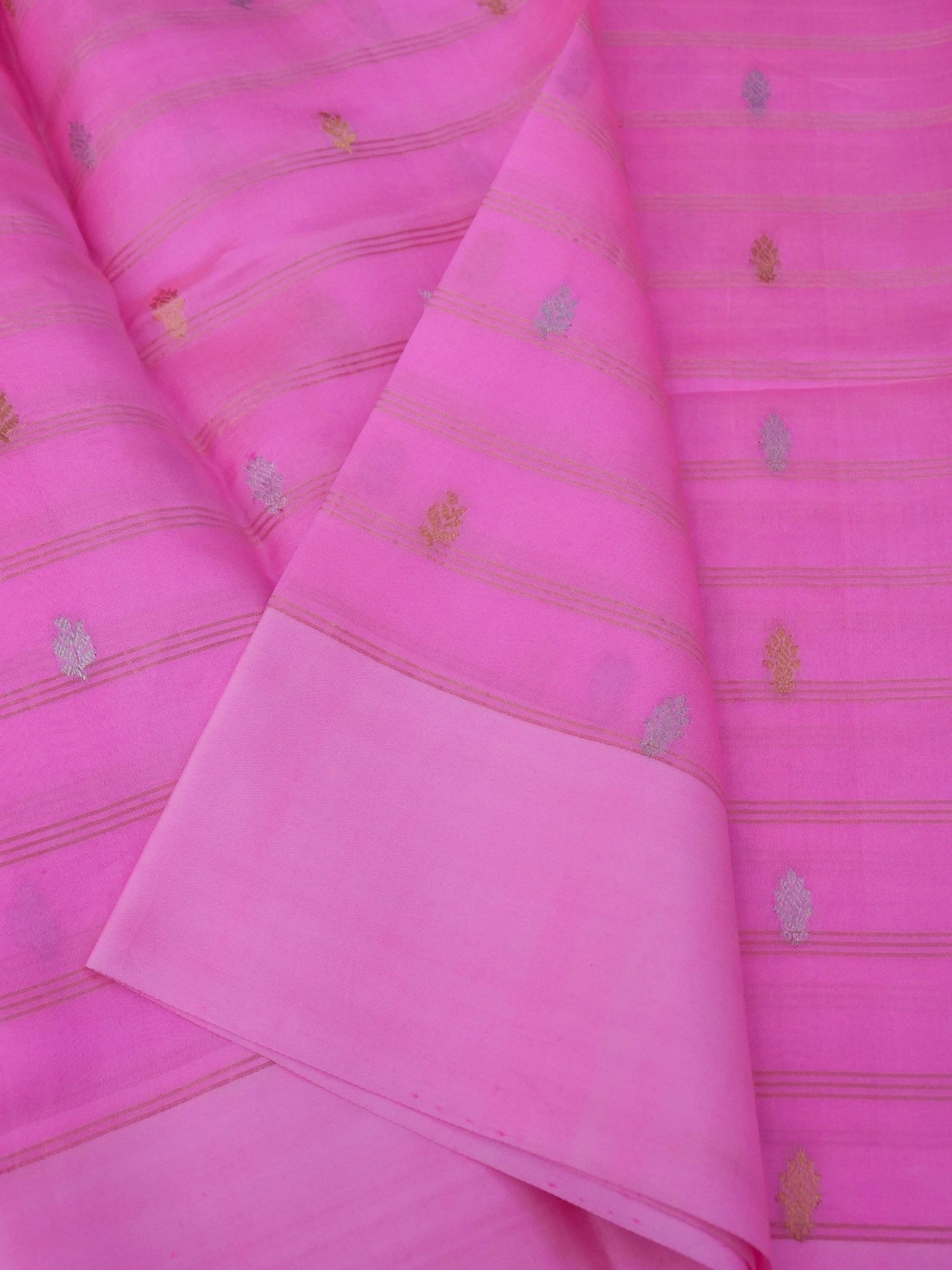 Pure Pink Banarasi Mango Katan Silk Saree with  Kadhwa Buti Work