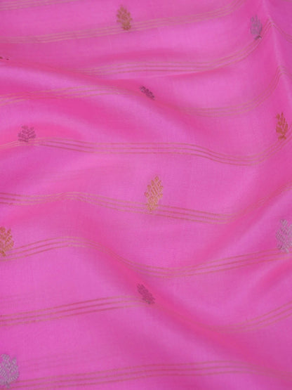 Pure Pink Banarasi Mango Katan Silk Saree with  Kadhwa Buti Work