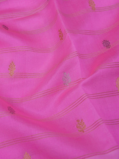 Pure Pink Banarasi Mango Katan Silk Saree with  Kadhwa Buti Work