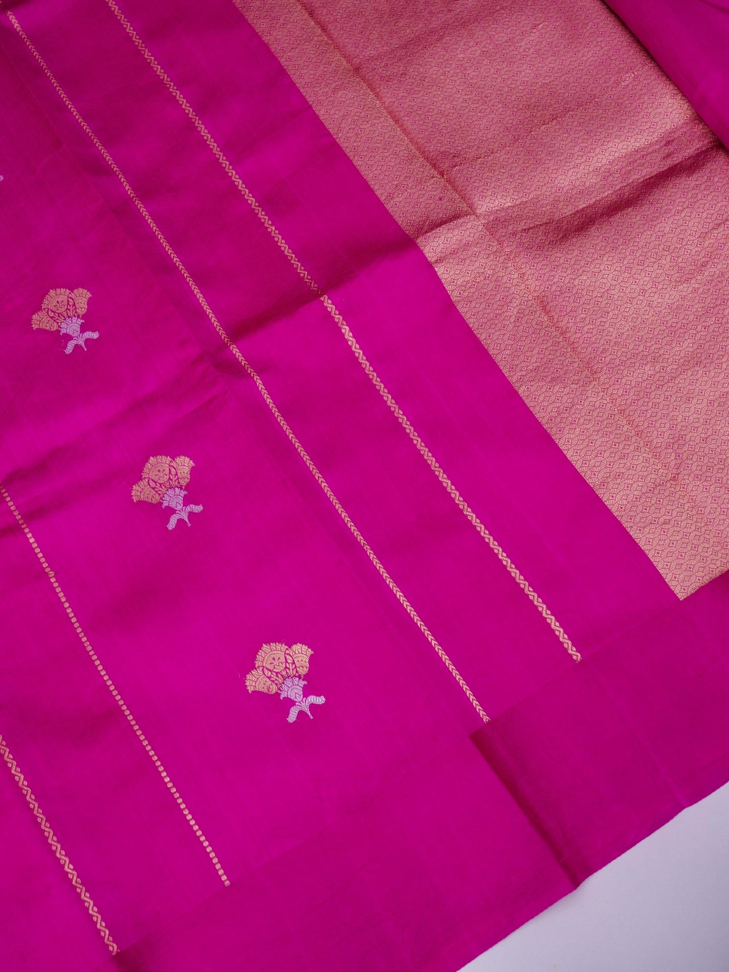 Pure Pink Banarasi Mango Katan Silk Saree with Kadhwa Buti