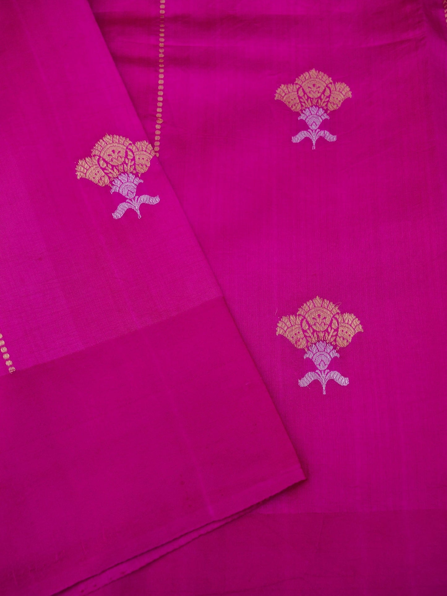 Pure Pink Banarasi Mango Katan Silk Saree with Kadhwa Buti