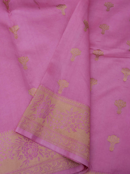 Pure Pink Banarasi Mango Katan Silk Saree with Kadhwa Buti Work