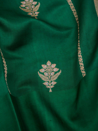 Pure Green Banarasi R Mango Katan Silk Saree with Kadhwa Buti