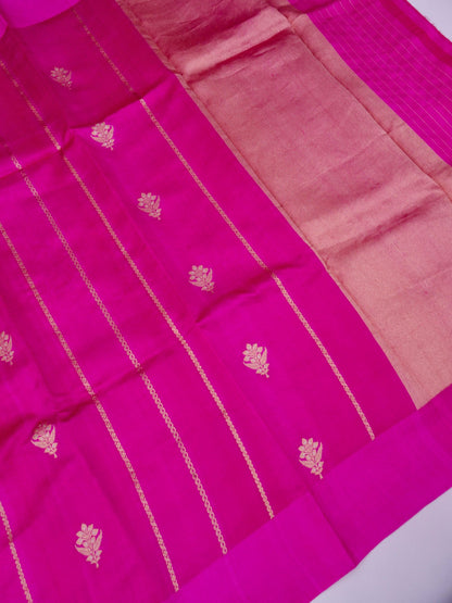 Pure Pink Banarasi R Mango Katan Silk Saree  with Full Kadhwa Buti