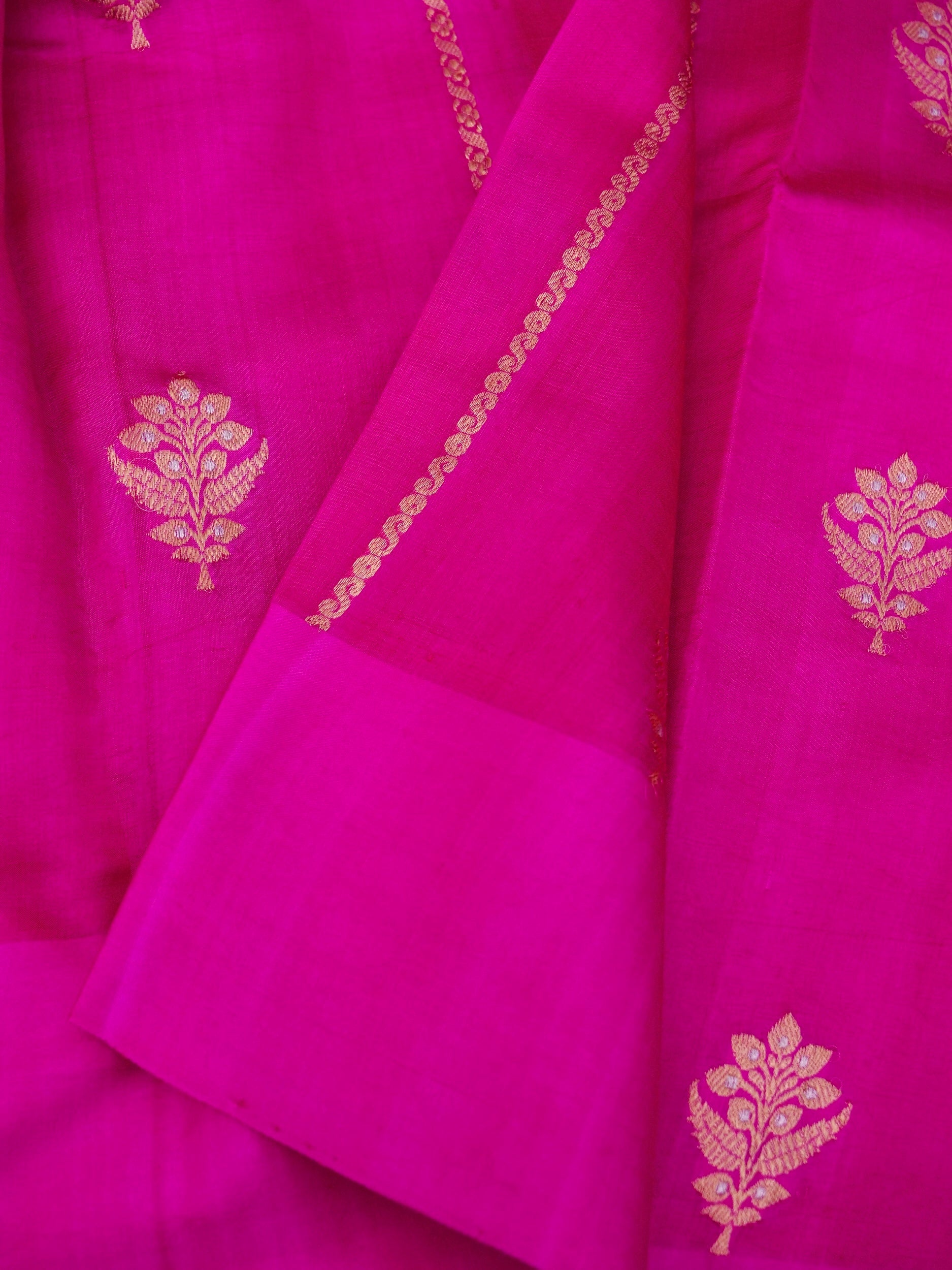 Pure Pink Banarasi R Mango Katan Silk Saree  with Full Kadhwa Buti