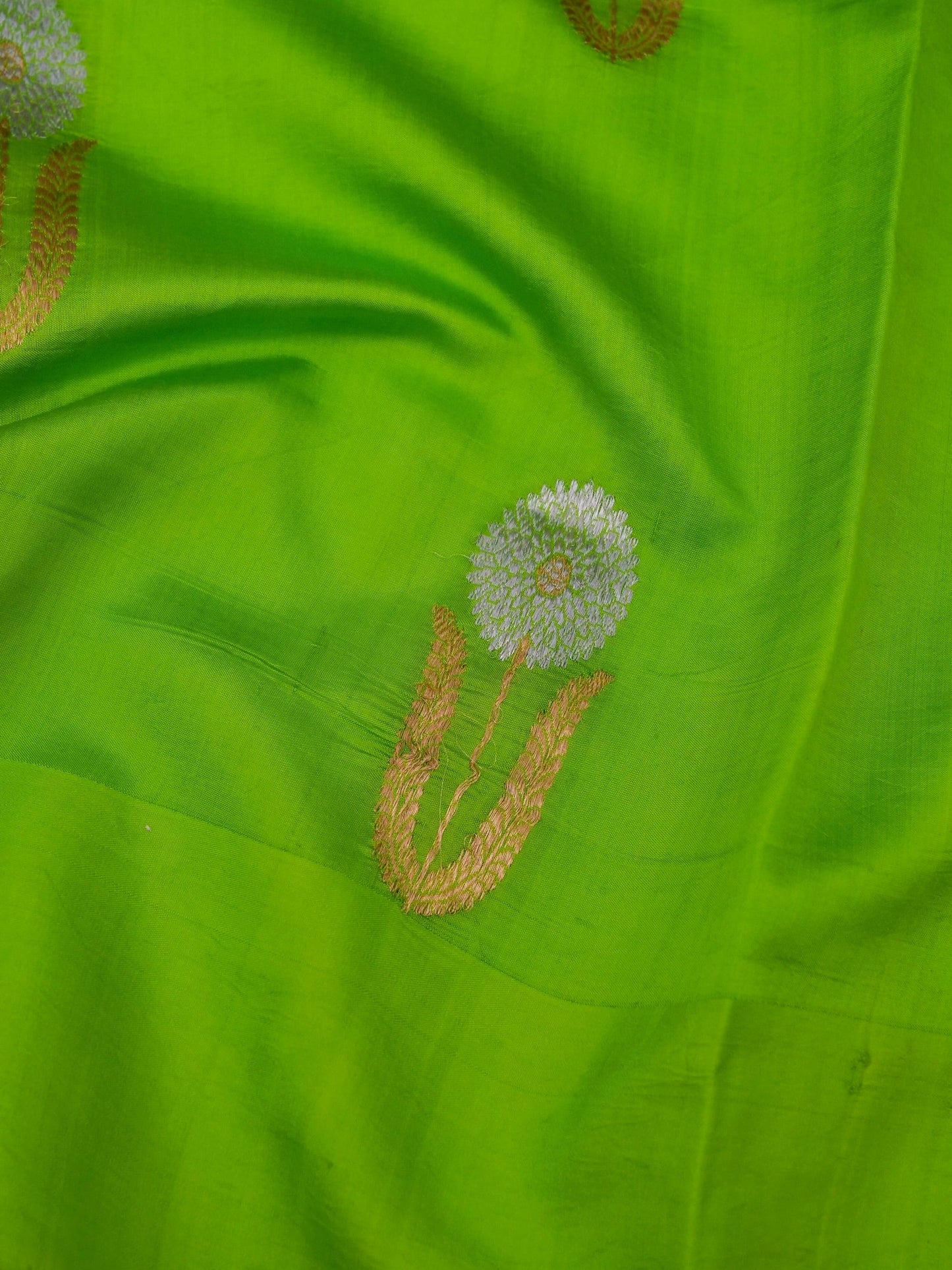 Pure Green Banarasi Mango Katan Silk Saree with Kadhwa Buti