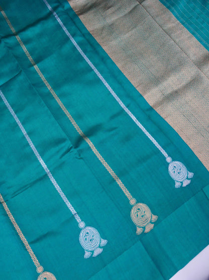 Pure Green Banarasi Mango Katan Silk Saree with Kadhwa Buti