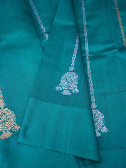 Pure Green Banarasi Mango Katan Silk Saree with Kadhwa Buti