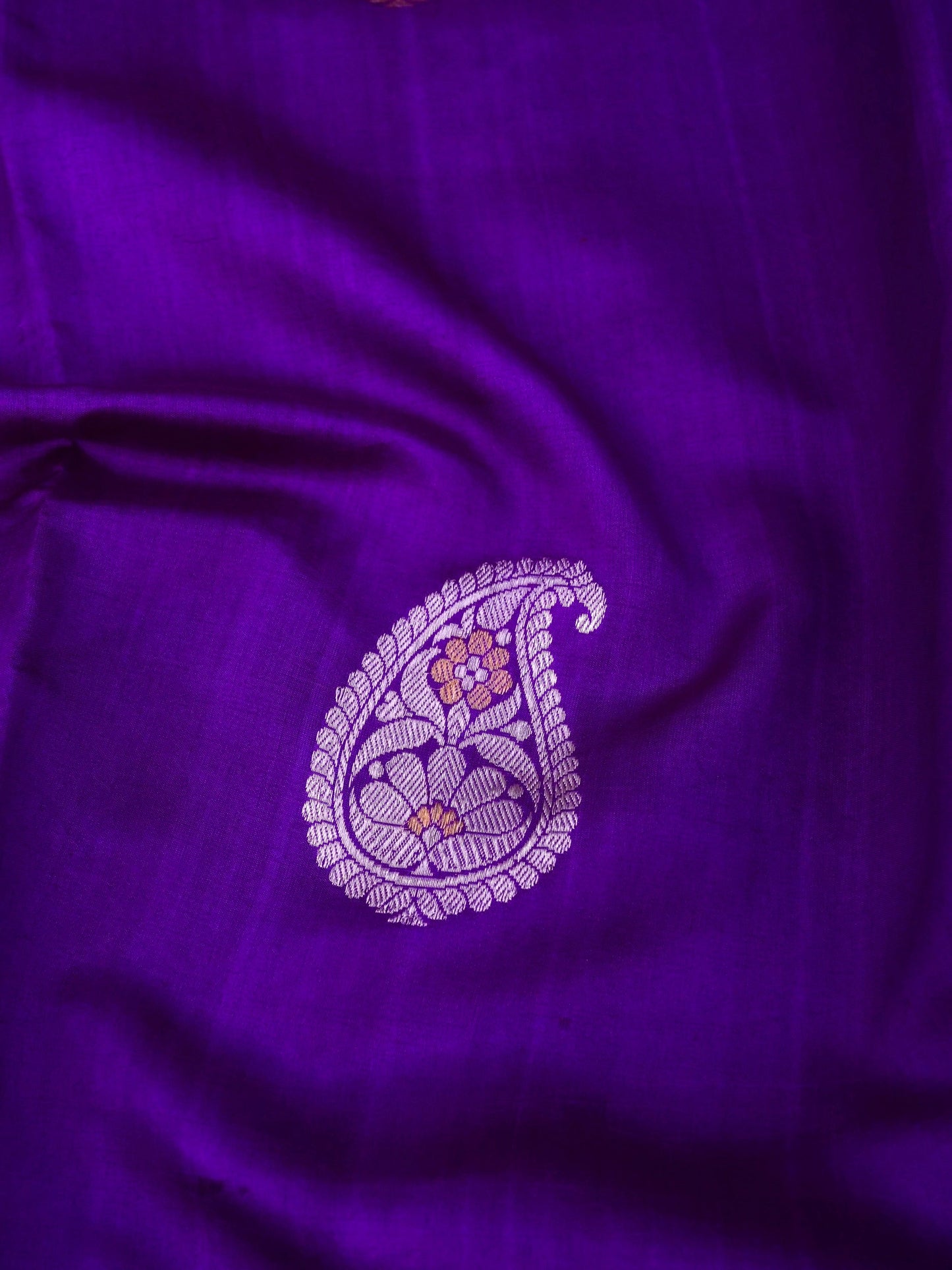 Pure Purple Banarasi Mango Katan Silk Saree with Kadhwa Buti Work