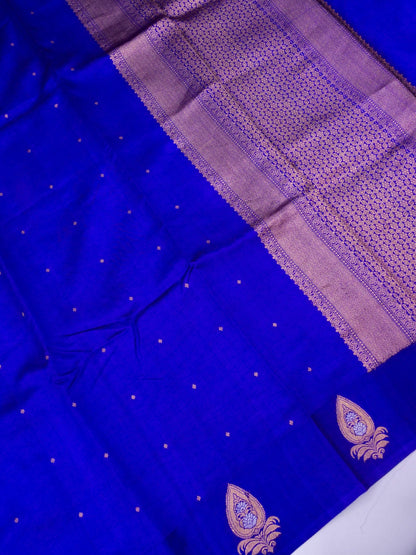 Pure Blue Banarasi Mango Katan Silk Saree with Kadhwa Buti Work