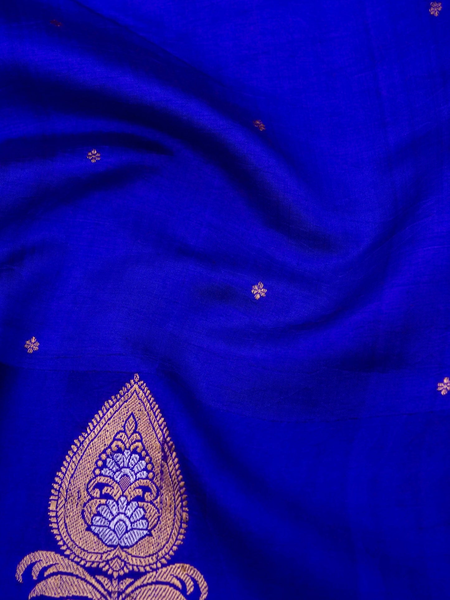 Pure Blue Banarasi Mango Katan Silk Saree with Kadhwa Buti Work