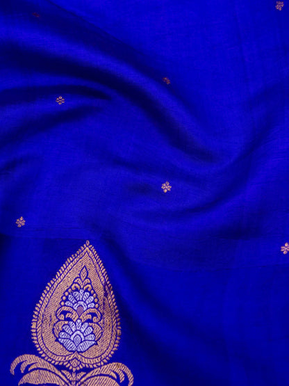 Pure Blue Banarasi Mango Katan Silk Saree with Kadhwa Buti Work