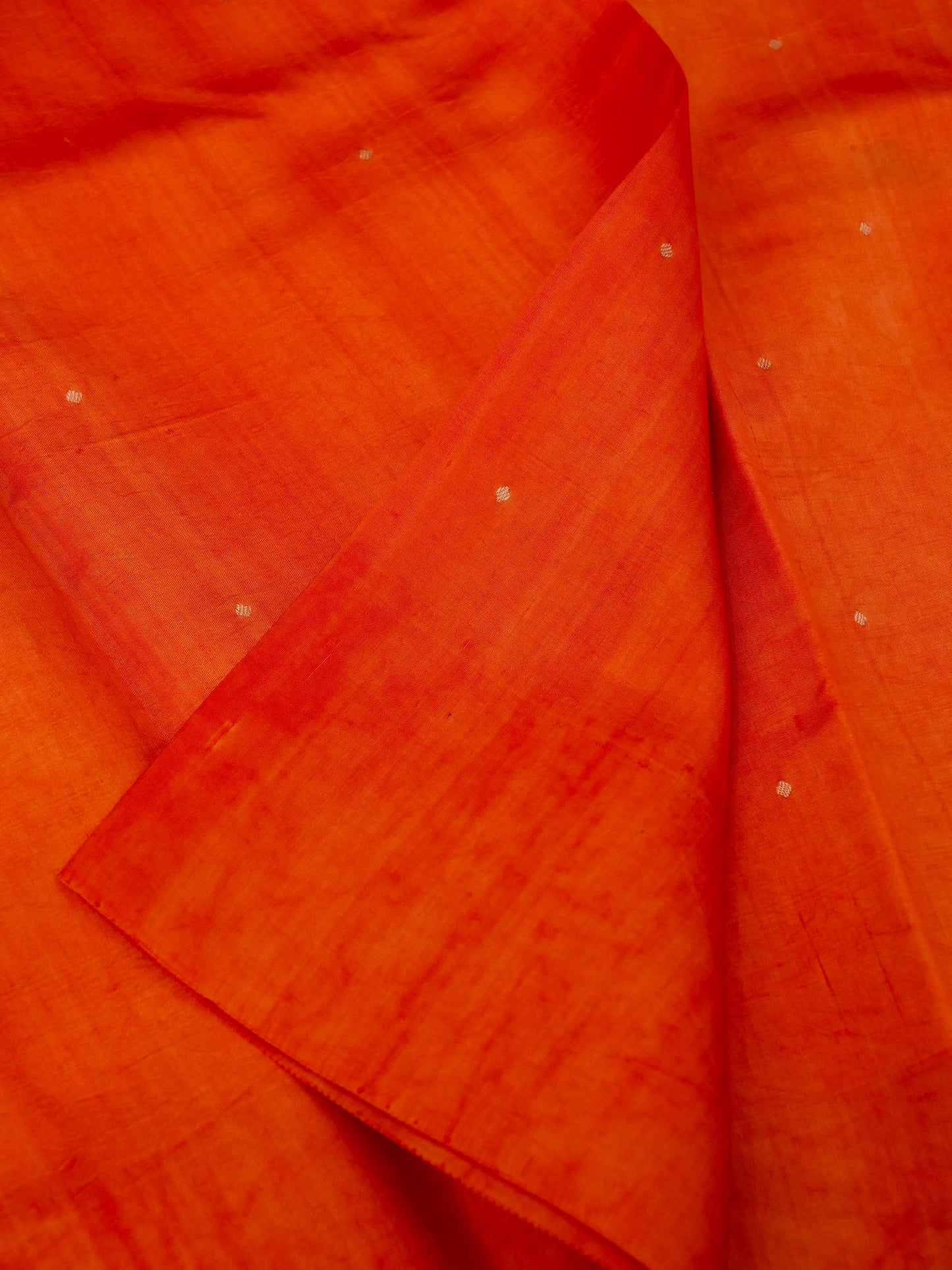 Pure Orange Banarasi Mango Katan Silk Saree with Kadhwa Buti Work