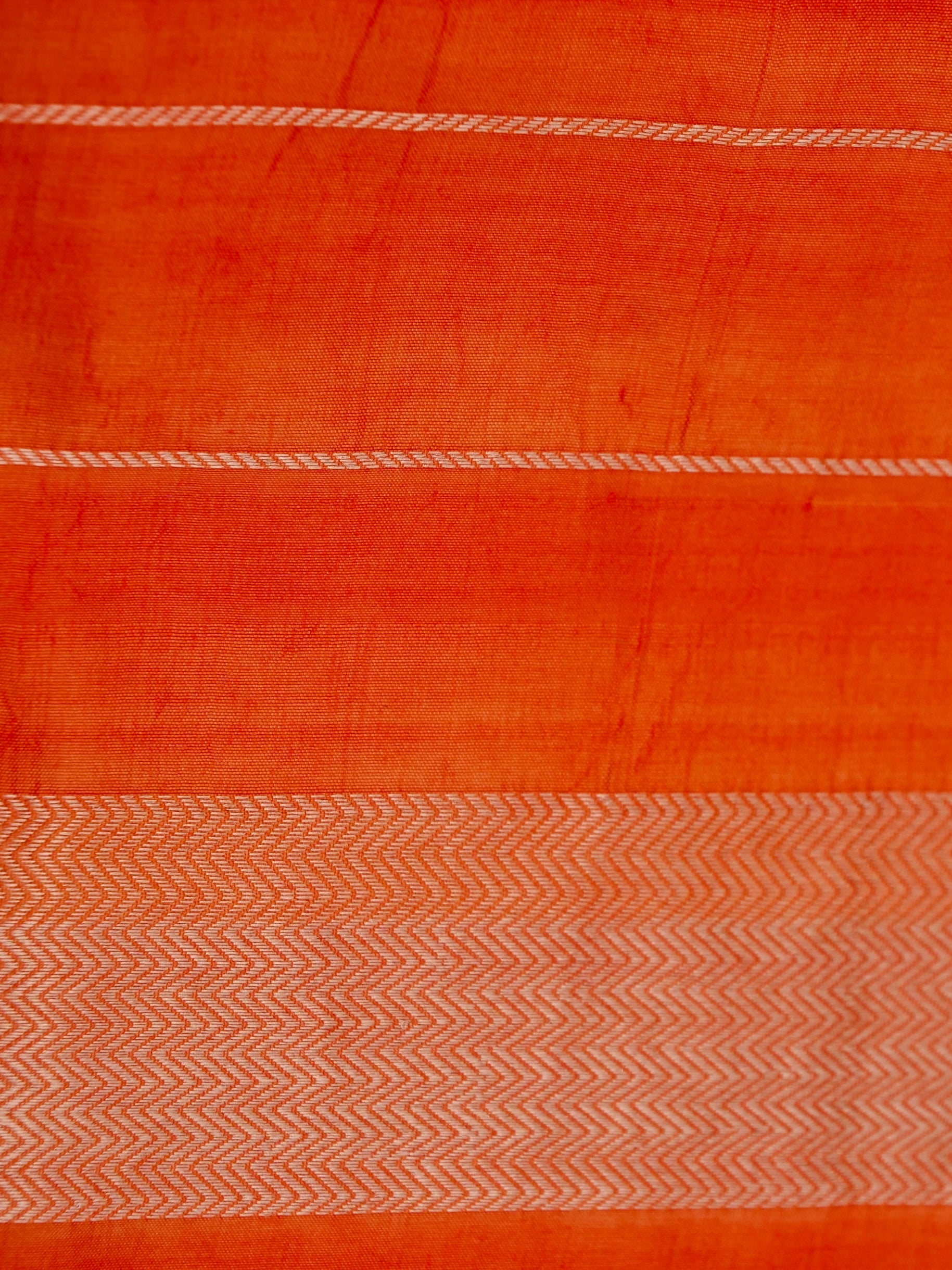 Pure Orange Banarasi Mango Katan Silk Saree with Kadhwa Buti Work