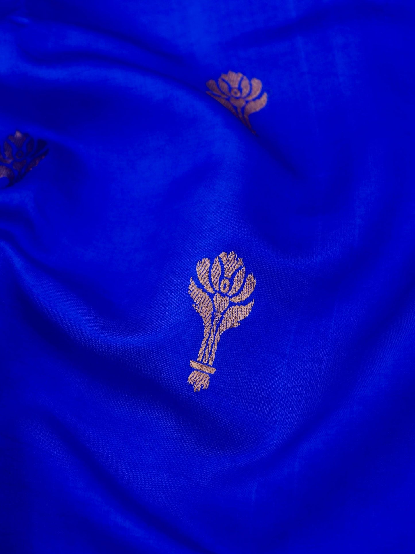 Pure Blue Banarasi Mango Katan Silk Saree with Kadhwa Buti Work