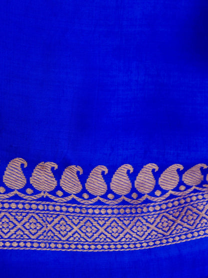 Pure Blue Banarasi Mango Katan Silk Saree with Kadhwa Buti Work