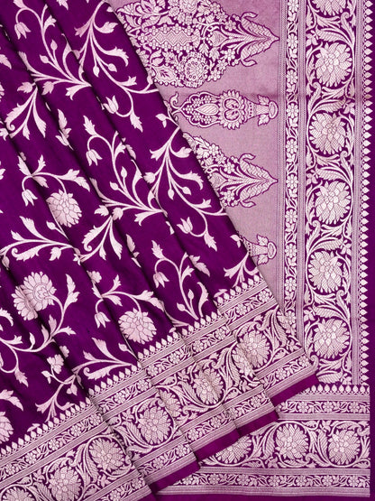 Pure Katan Silk Banarasi Saree  All Over Jaal Weaving