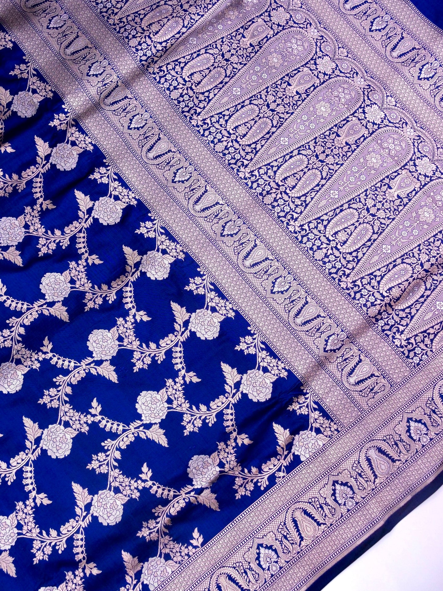 Pure Katan Silk Banarasi Saree with All over Jaal Weaving